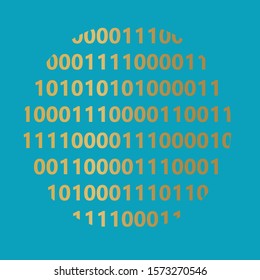 golden binary code background- vector illustration