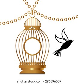 Golden bird cage bird
