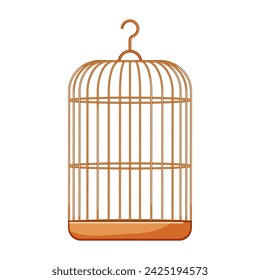 golden bird cage cartoon. drawing creative, hope surreal, mind door golden bird cage sign. isolated symbol vector illustration