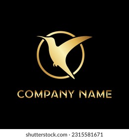 Golden bird in circle logo