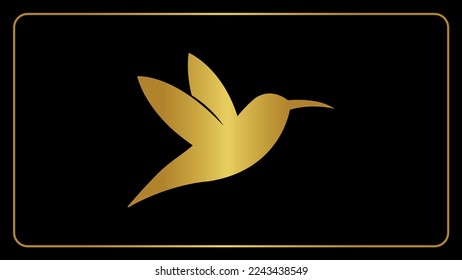 Golden bird colibri eco nature icon.