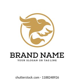 golden bird design logo with vector template circles that are suitable for your various businesses