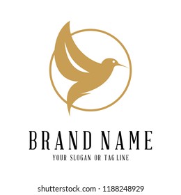 golden bird design logo with vector template circles that are suitable for your various businesses