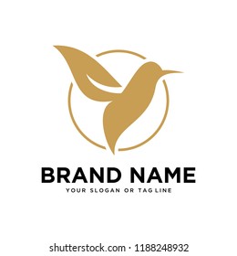 golden bird design logo with vector template circles that are suitable for your various businesses