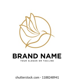 golden bird design logo with vector template circles that are suitable for your various businesses