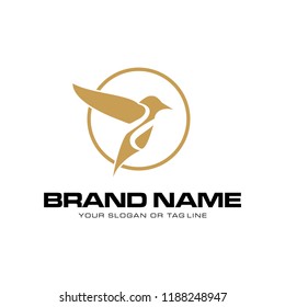 golden bird design logo with vector template circles that are suitable for your various businesses