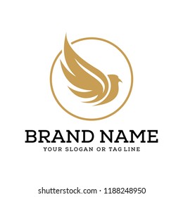 golden bird design logo with vector template circles that are suitable for your various businesses