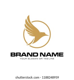 golden bird design logo with vector template circles that are suitable for your various businesses