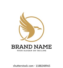golden bird design logo with vector template circles that are suitable for your various businesses