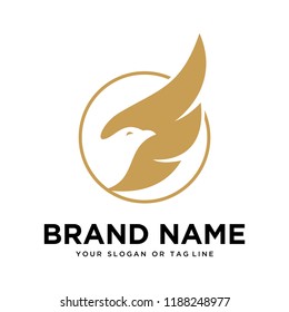 golden bird design logo with vector template circles that are suitable for your various businesses