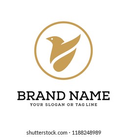 golden bird design logo with vector template circles that are suitable for your various businesses