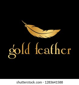 golden bird feather, logo template
