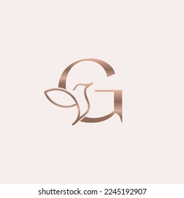 golden bird logo beauty letter G