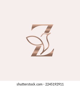 golden bird logo beauty letter Z