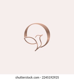 golden bird logo beauty letter O