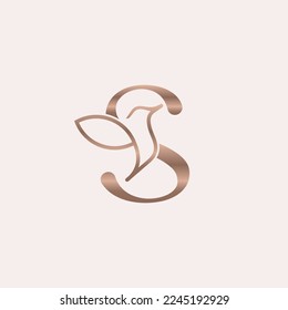 golden bird logo beauty letter S