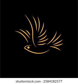 Golden bird logo design, luxury golden eagle logo premium vector illustration, flying bird graphic template, stylized bird logotype, luxury bird logo design illustration