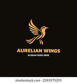 Golden bird logo design for modern luxury brand