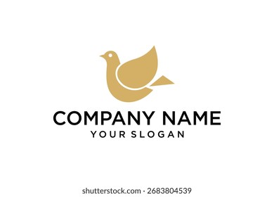 Golden bird Logo design vector template.