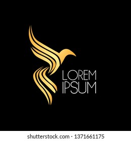 golden bird logo icon, sign, or symbol for golden industry or travel agency