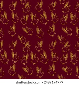 Golden Bird Seamless Pattern, Asian pattern, Background