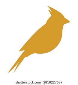 Golden bird silhouette in profile view looking right, simple isolated shape