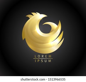 Golden bird vector logo concept