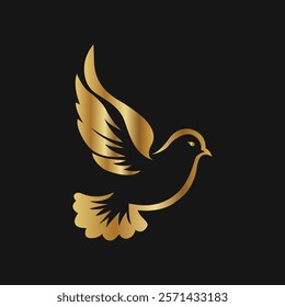 Golden bird vector logo design