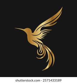 Golden bird vector logo design