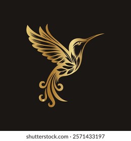 Golden bird vector logo design