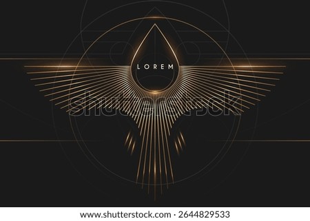 Golden bird wings in lines