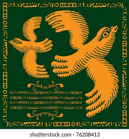 golden birds illustration