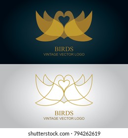 Golden birds logo.
Vector template.