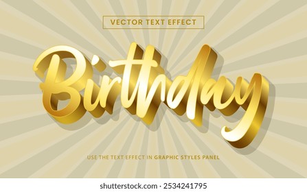 Efeito de texto de aniversário dourado, estilo de texto editável