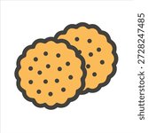 Golden Biscuit Icon with Crunchy Texture Illustration