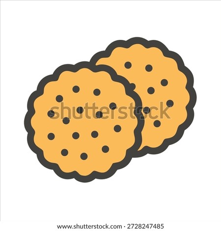 Golden Biscuit Icon with Crunchy Texture Illustration