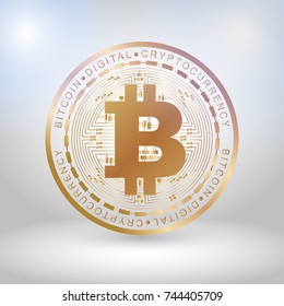 Golden bit coin digital currency, futuristic digital money, technology worldwide network concept, vector illustration svg