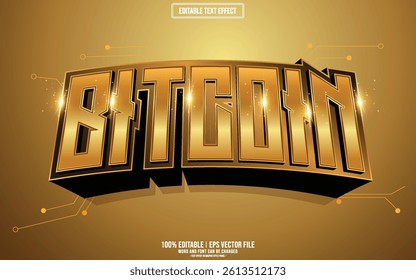 Golden Bitcoin 3D editable text effect