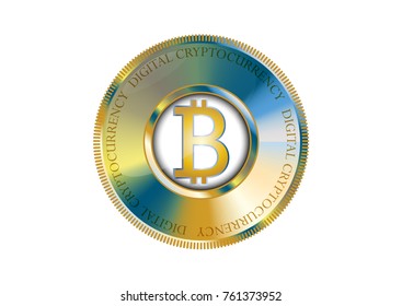 Golden bitcoin banner. Digital Cryptocurrency. Vector. Technology style background and digital money.