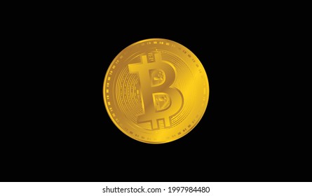 Golden Bitcoin blockchain concepto de tecnología de fondo negro adecuado para futuras marcas o cubiertas de tecnología. ilustración vectorial