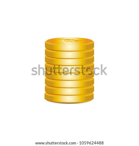 Golden bitcoin bunch. Vector illustration