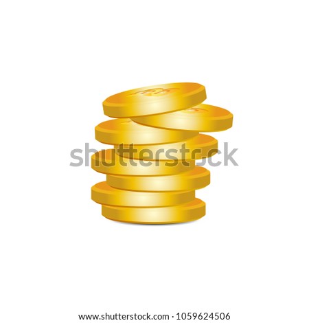 Golden bitcoin bunch. Vector illustration