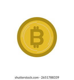 Moeda de bitcoin dourada. Símbolo bitcoin moeda de ouro moeda de criptografia isolado no fundo branco. Ilustração vetorial realista.