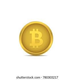 Golden Bitcoin coin. Crypto currency sign, Vector illustration