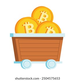 Golden Bitcoin Coin illustration on white backgound.