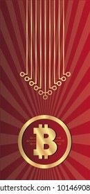 Golden bitcoin.  crypto currency. vector illustration