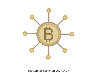 Criptomoedas Bitcoin douradas conectadas ao Blockchain