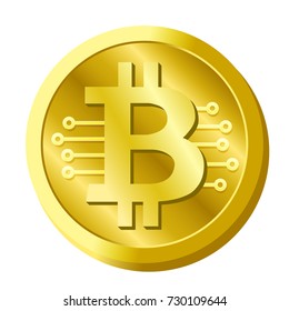 Golden bitcoin cryptocurrency digital currency vector isolated