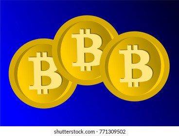 Golden bitcoin cryptocurrency. Vector illustration