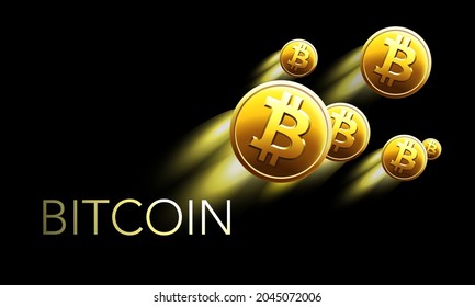 Golden Bitcoin Currency Coin. International stock exchange. Network marketing sign BTC. Vector illustration.